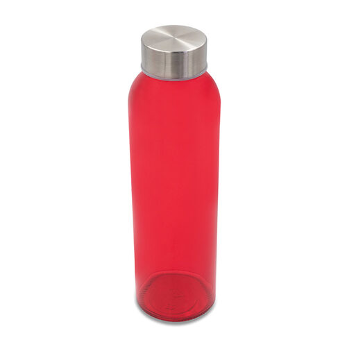 Kolorowa, szklana butelka Aqua Kuba 500 ml, czerwony z nadrukiem logo - zdjęcie produktu