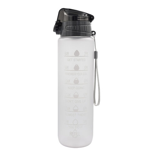 Bidon motywacyjny z tritanu Keepgoing 1000 ml, transparentny z nadrukiem logo - zdjęcie produktu