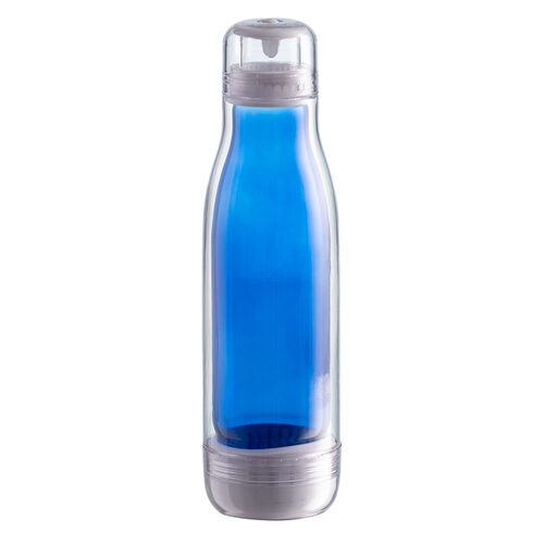 Butelka szklana z osłoną Smart 520 ml, niebieski z nadrukiem logo - zdjęcie produktu