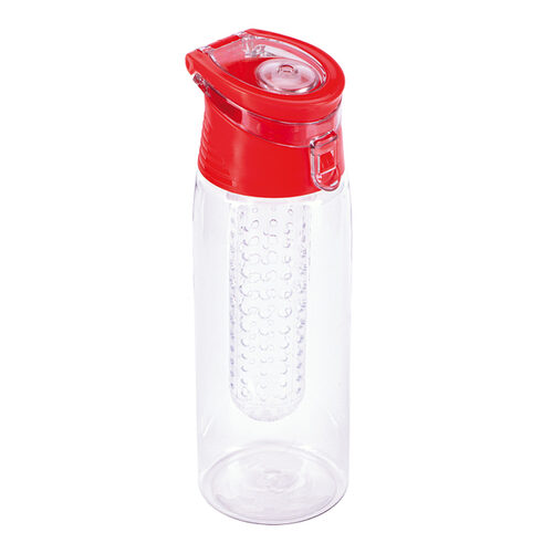 Bidon Frutello 700 ml, czerwony/transparentny z nadrukiem logo - zdjęcie produktu