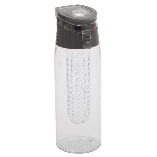 Bidon Frutello 700 ml, szary/transparentny z nadrukiem logo - zdjęcie produktu