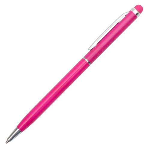 Długopis aluminiowy Touch Tip, magenta z nadrukiem logo - zdjęcie produktu