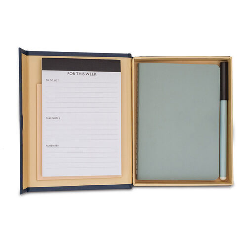 Notes i planner w upominkowym pudełku Kampa, granatowy z nadrukiem logo - zdjęcie produktu