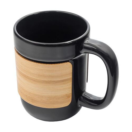Kubek ceramiczny Soro, czarny z nadrukiem logo - zdjęcie produktu