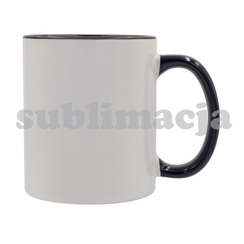 Kubek z powłoką sublimacyjną Gaeta 330 ml, czarny z nadrukiem logo - zdjęcie produktu