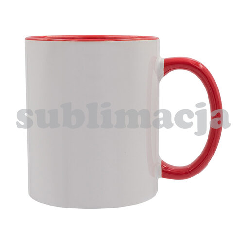 Kubek z powłoką sublimacyjną Gaeta 330 ml, czerwony z nadrukiem logo - zdjęcie produktu