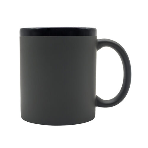 Kubek ceramiczny Velluto 350 ml, szary z nadrukiem logo - zdjęcie produktu