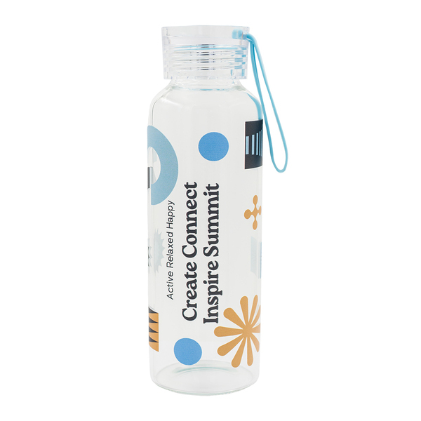 Butelka szklana Azure 500 ml, transparentny z nadrukiem logo a