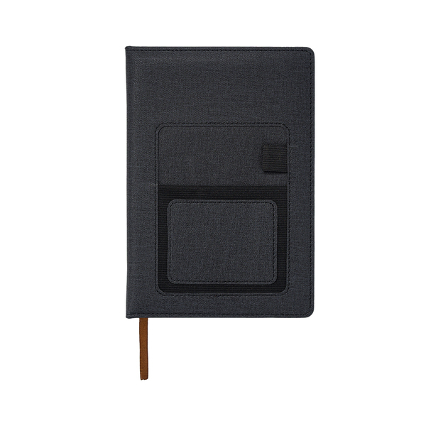 Notes z kieszonką na telefon Irun, czarny z nadrukiem logo b