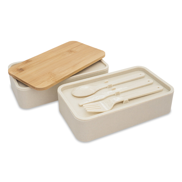Victor lunch box podwójny 1000 ml, beżowy z nadrukiem logo a