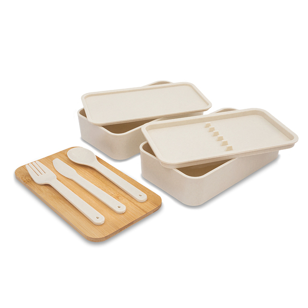 Victor lunch box podwójny 1000 ml, beżowy z nadrukiem logo c