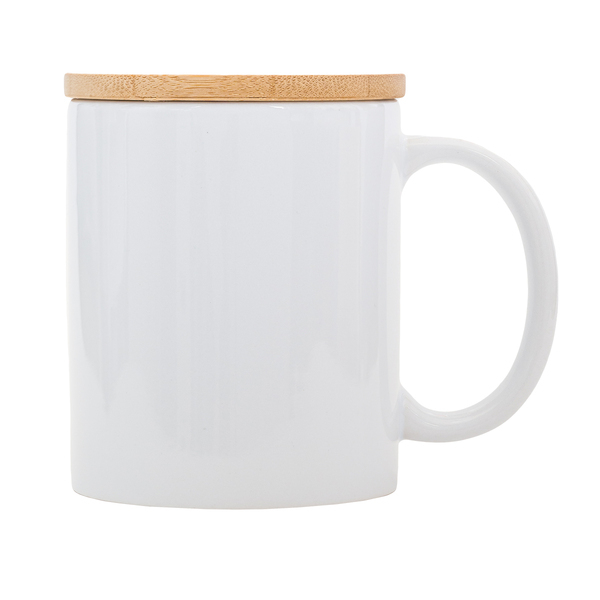 Kubek ceramiczny Lund, biały z nadrukiem logo c