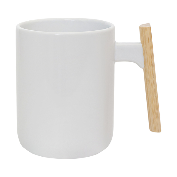 Kubek ceramiczny Sento, biały z nadrukiem logo b