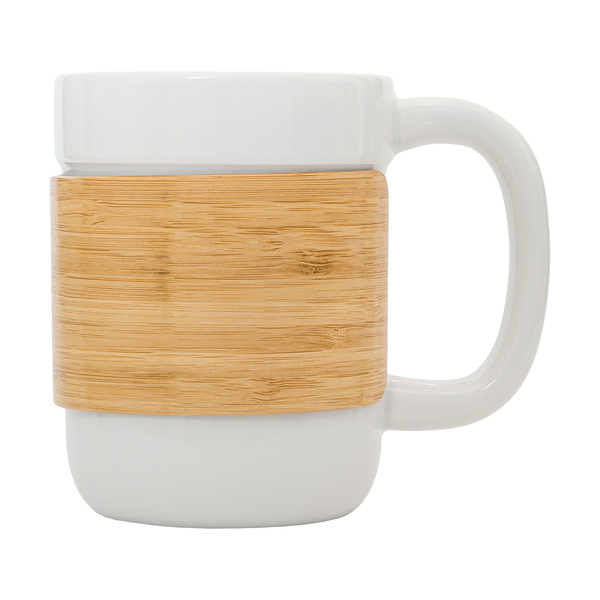 Kubek ceramiczny Soro, biały z nadrukiem logo b