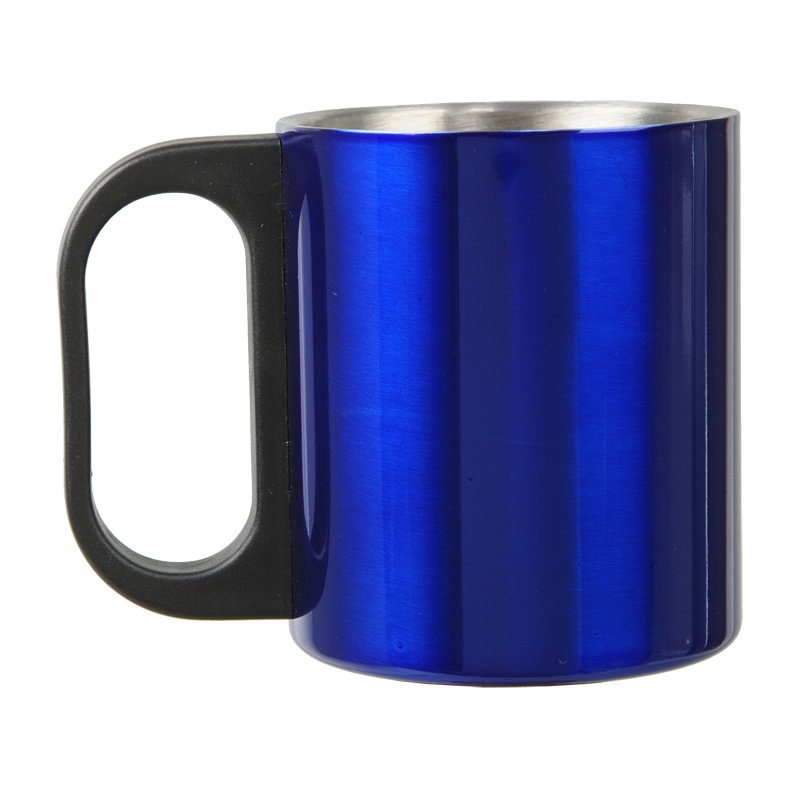 Metalowy termos Picnic 480 ml + 2 kubki, niebieski/srebrny z nadrukiem logo c