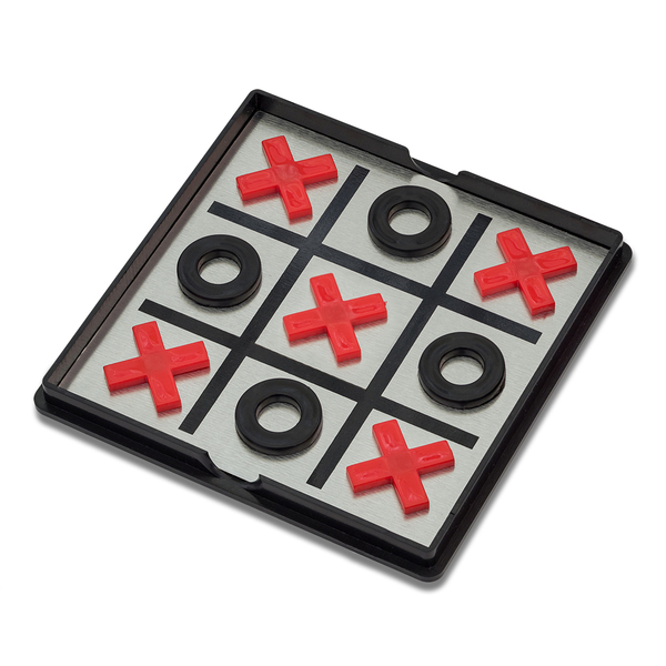 Magnetyczna gra kółko i krzyżyk, czarny z nadrukiem logo b