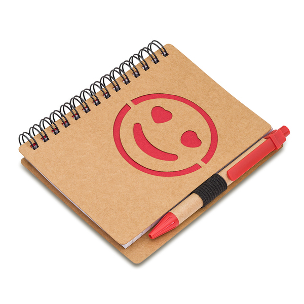 Notes Smile, czerwony z nadrukiem logo