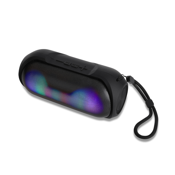 Głośnik Bluetooth z podświetleniem Rio, czarny z nadrukiem logo