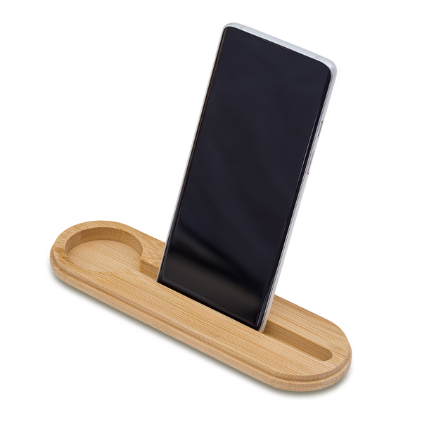 Piórnik z uchwytem na telefon Jasse, szary z nadrukiem logo b