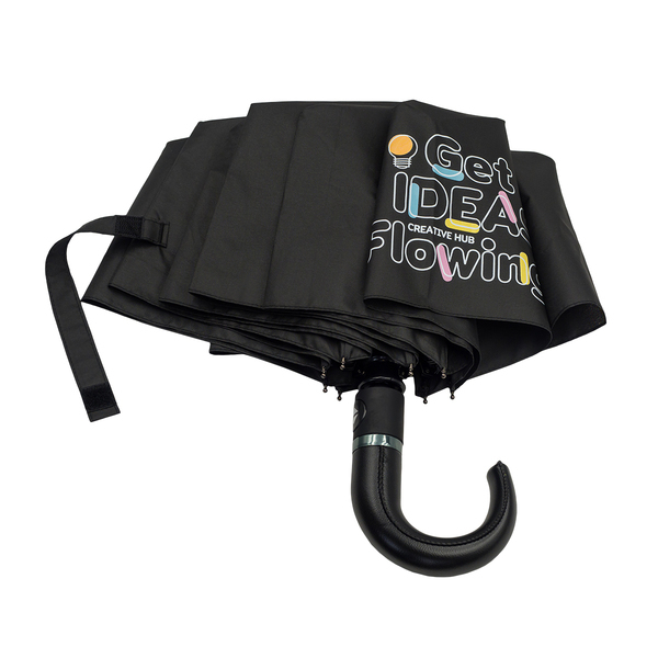 Parasol Colinton, czarny z nadrukiem logo f