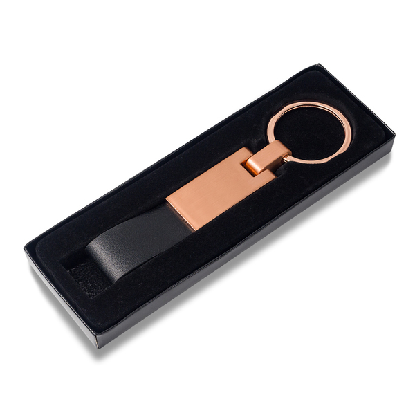 Brelok metalowy Rosa, czarny z grawerem logo a