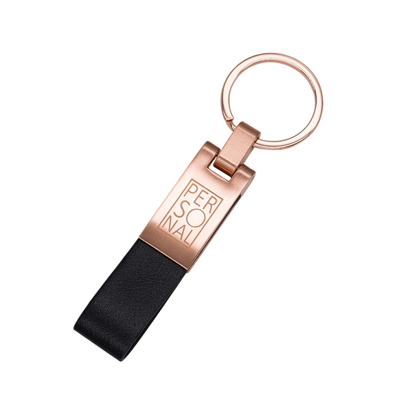 Brelok metalowy Rosa, czarny z grawerem logo e