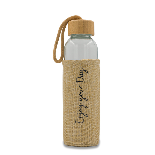 Szklana butelka Aquarius 500 ml, beżowy z nadrukiem logo c
