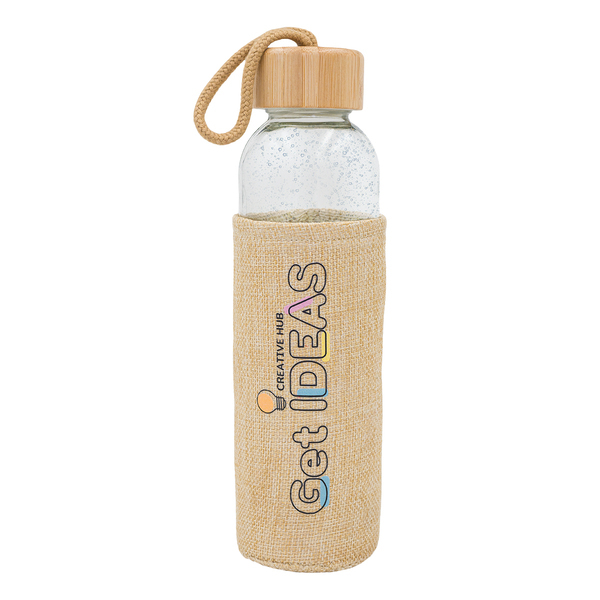 Szklana butelka Aquarius 500 ml, beżowy z nadrukiem logo d