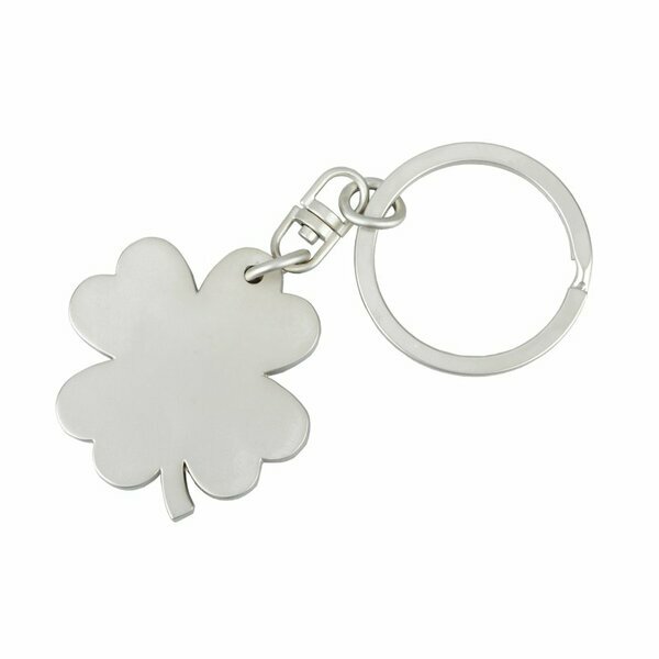 Brelok metalowy Clover, srebrny z grawerem logo c