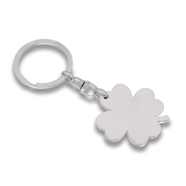Brelok metalowy Clover, srebrny z grawerem logo d