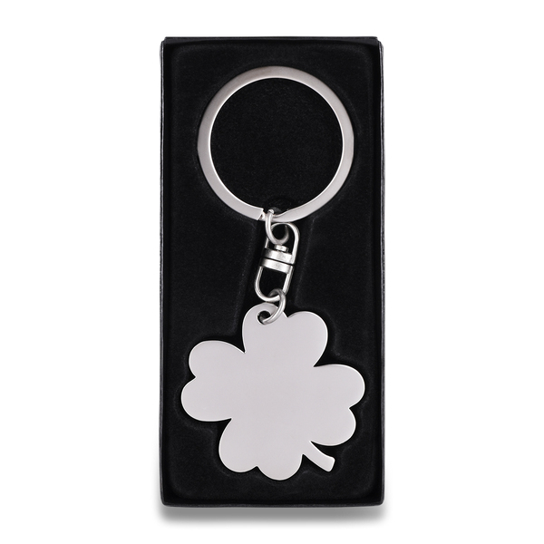 Brelok metalowy Clover, srebrny z grawerem logo - zdjęcie produktu