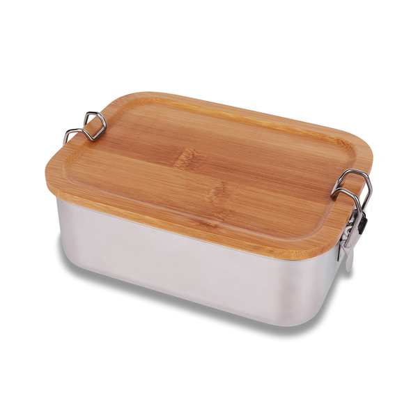 Stalowy lunch box Somerton 800 ml, srebrny z nadrukiem logo - zdjęcie produktu