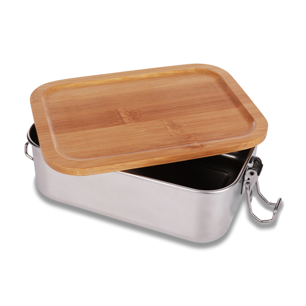 Stalowy lunch box Somerton 800 ml, srebrny z nadrukiem logo a