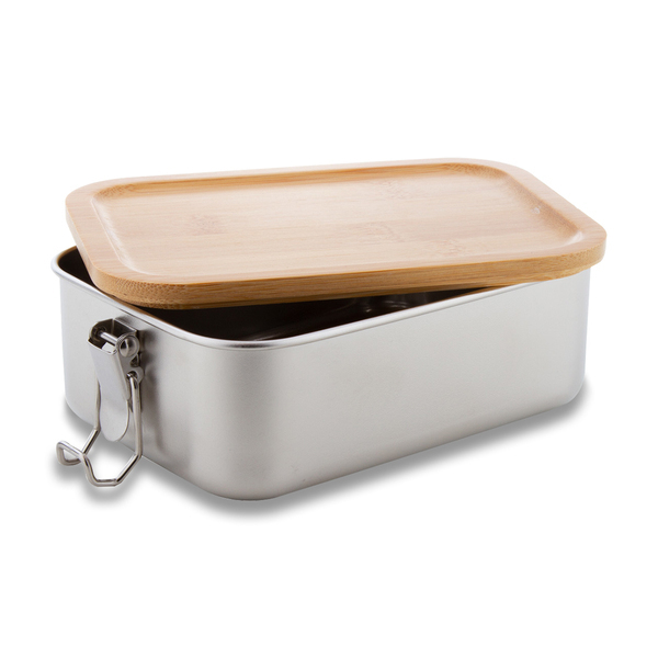 Stalowy lunch box Somerton 800 ml, srebrny z nadrukiem logo b