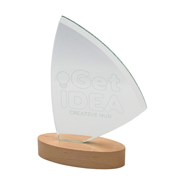 Trofeum Navegar, transparentny z nadrukiem logo b
