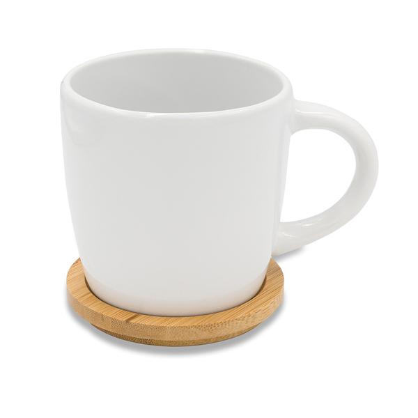 Kubek ceramiczny Arona 320 ml, biały z nadrukiem logo - zdjęcie produktu