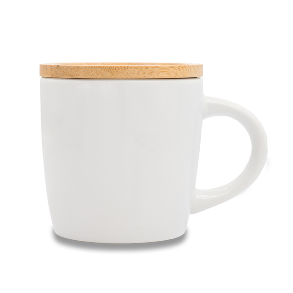 Kubek ceramiczny Arona 320 ml, biały z nadrukiem logo b