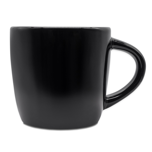 Kubek ceramiczny Arona 320 ml, czarny z nadrukiem logo b