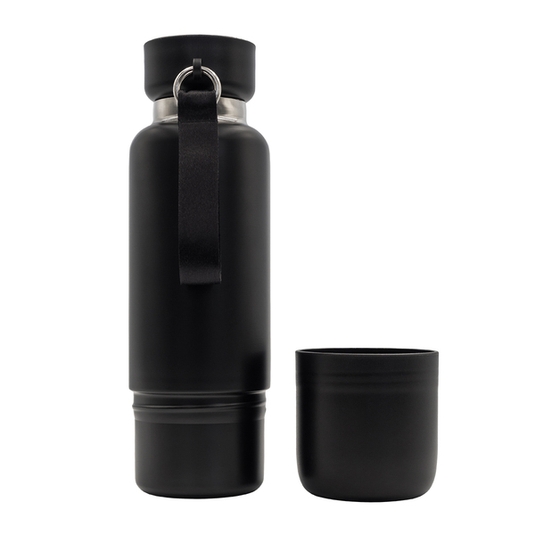 Wielofunkcyjna butelka termiczna Multina 500 ml, czarny z nadrukiem logo c