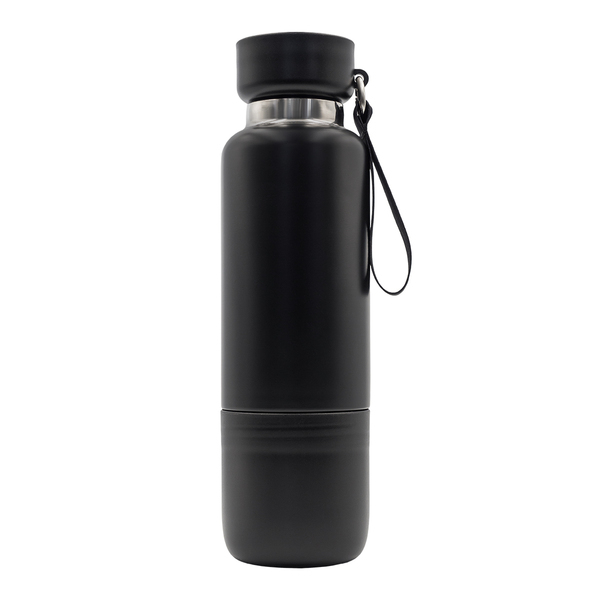 Wielofunkcyjna butelka termiczna Multina 500 ml, czarny z nadrukiem logo e