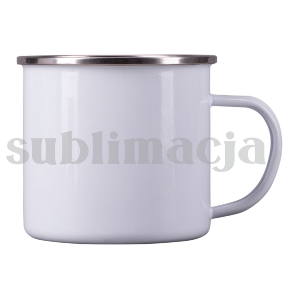 Kubek emaliowany z powłoką sublimacyjną Odis 500 ml, biały z nadrukiem logo