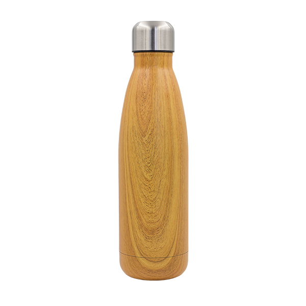Butelka termiczna Woody 500 ml, brązowy z nadrukiem logo