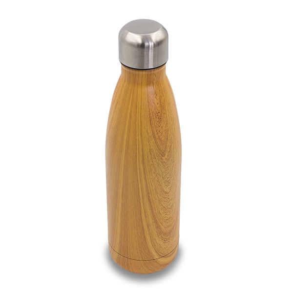 Butelka termiczna Woody 500 ml, brązowy z nadrukiem logo a