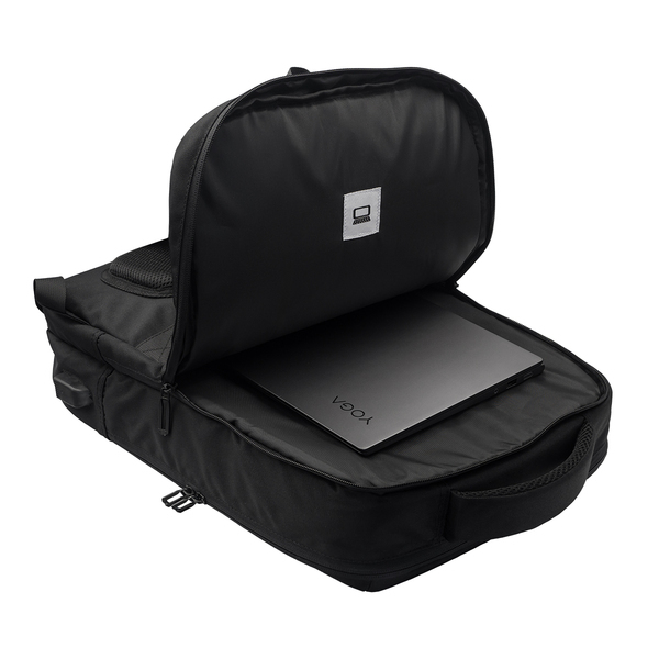 Plecak na laptop City Trybe, czarny z nadrukiem logo e