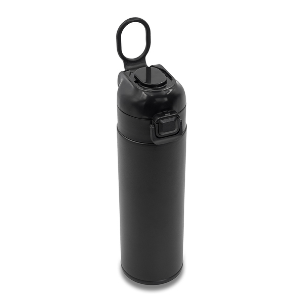 Kubek termiczny Mallock 500 ml, czarny z nadrukiem logo