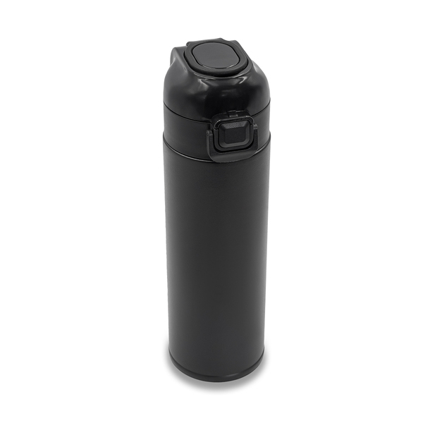 Kubek termiczny Mallock 500 ml, czarny z nadrukiem logo a