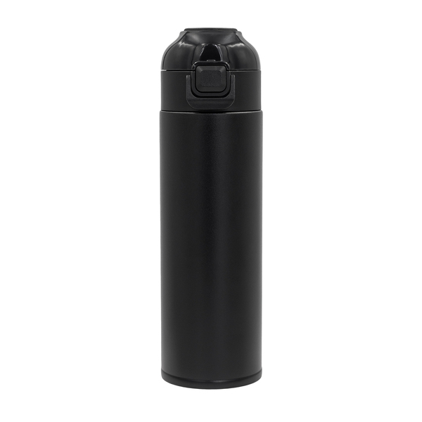 Kubek termiczny Mallock 500 ml, czarny z nadrukiem logo c