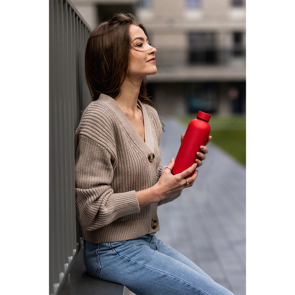 Butelka termiczna Mendoza 500 ml, czerwony z nadrukiem logo c