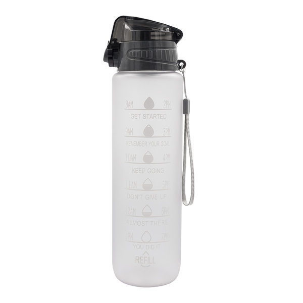 Bidon motywacyjny z tritanu Keepgoing 1000 ml, transparentny z nadrukiem logo - zdjęcie produktu