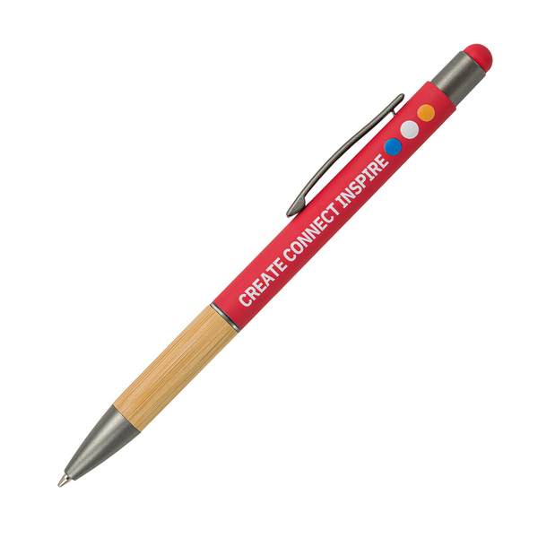 Długopis aluminiowy Kanuri, czerwony z nadrukiem logo c